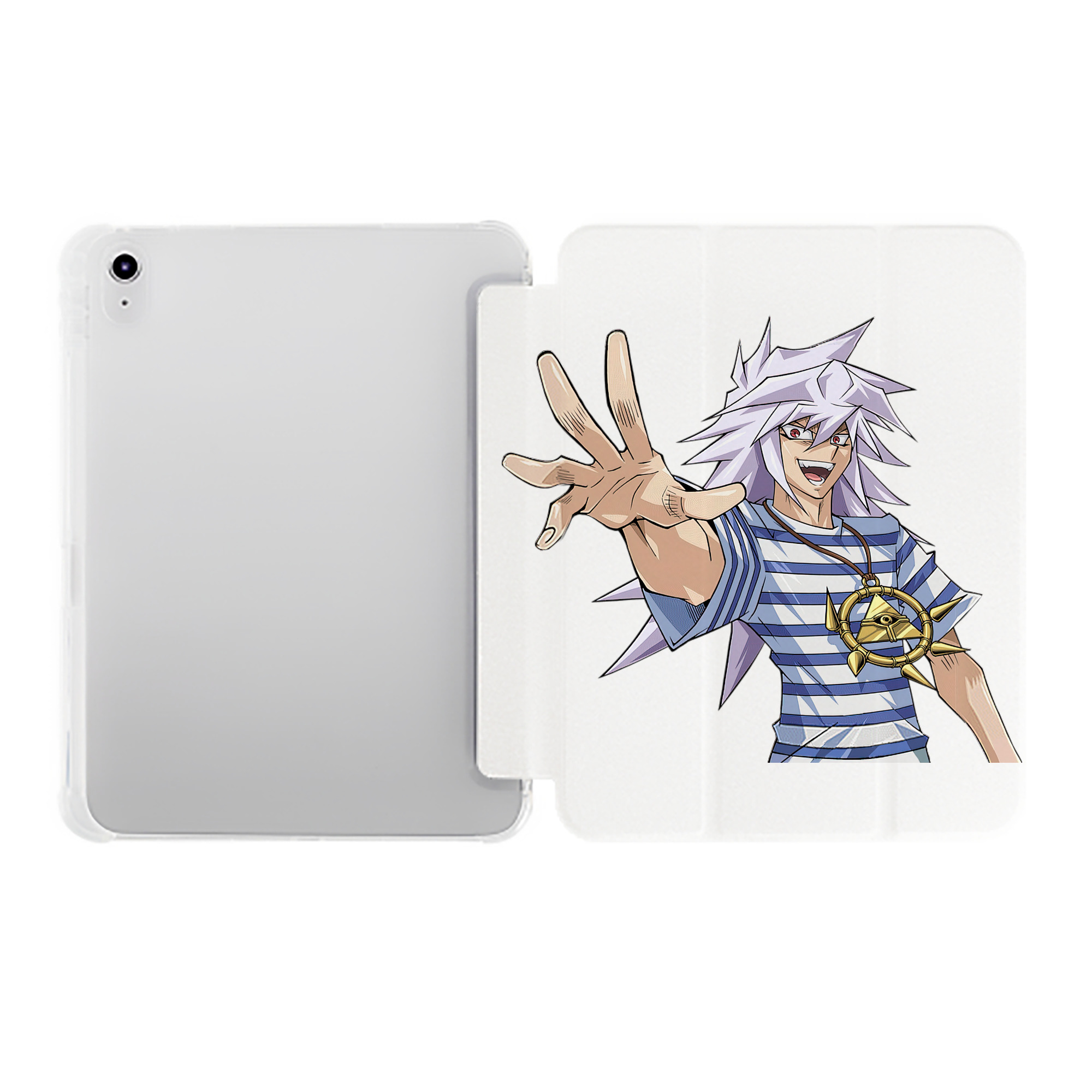 （画像用） 遊☆戯☆王 Yu-Gi-Oh! IPad ケース ペン収納付き 三つ折りスタンド PUレザー×シリコン 対応機種9.5/10.5/10.9インチ